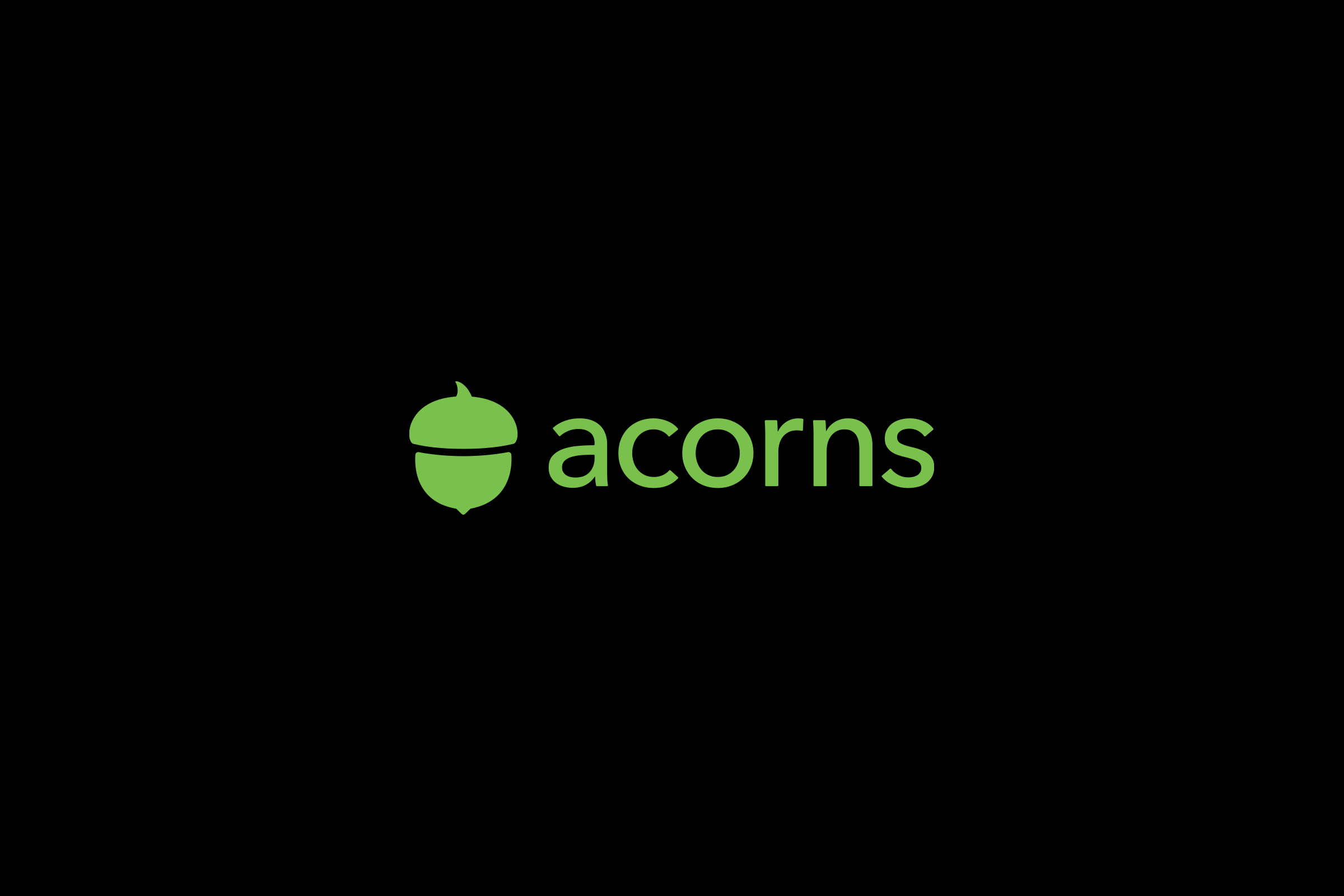 Acorns logo in green on black