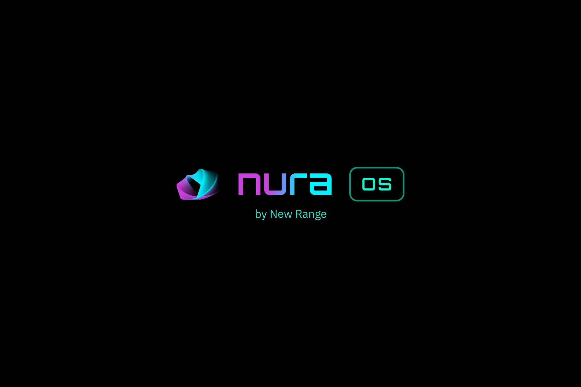 Nura OS by New Range, in cyan and purple on black